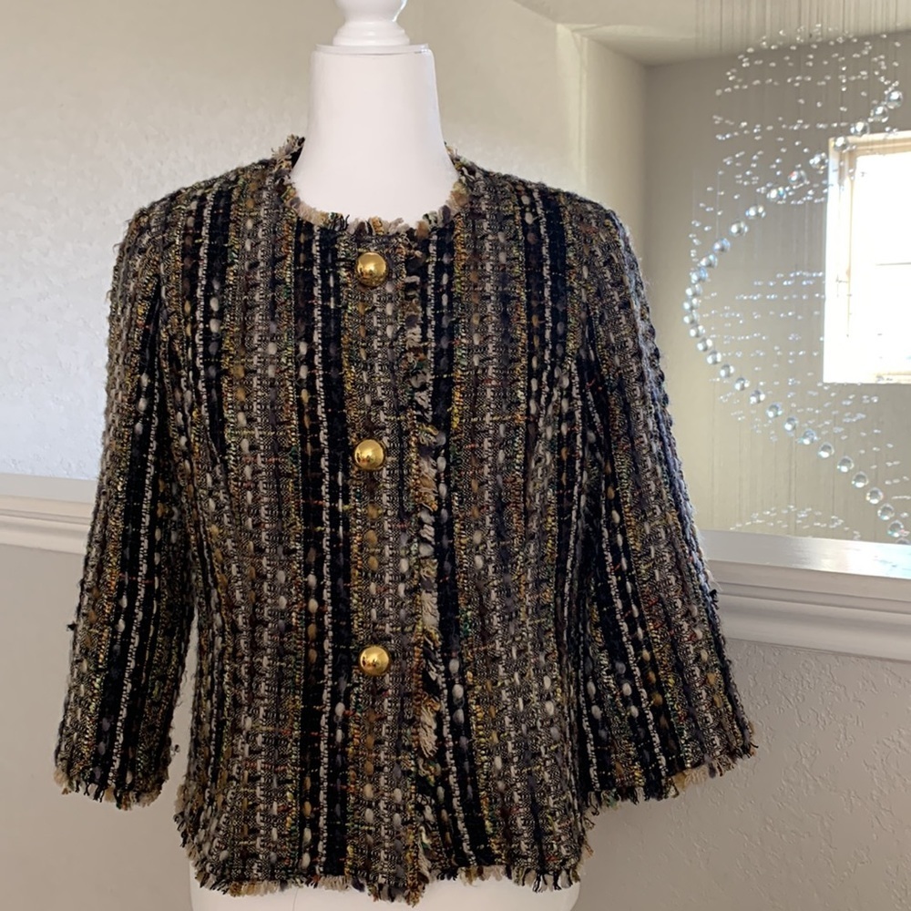 Cabi multicolor tweed wool blazer/jacket size medium